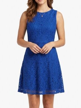 Apt. 9 Fit And Flare Dress Blue Sleeveless Full Lace Size 12
